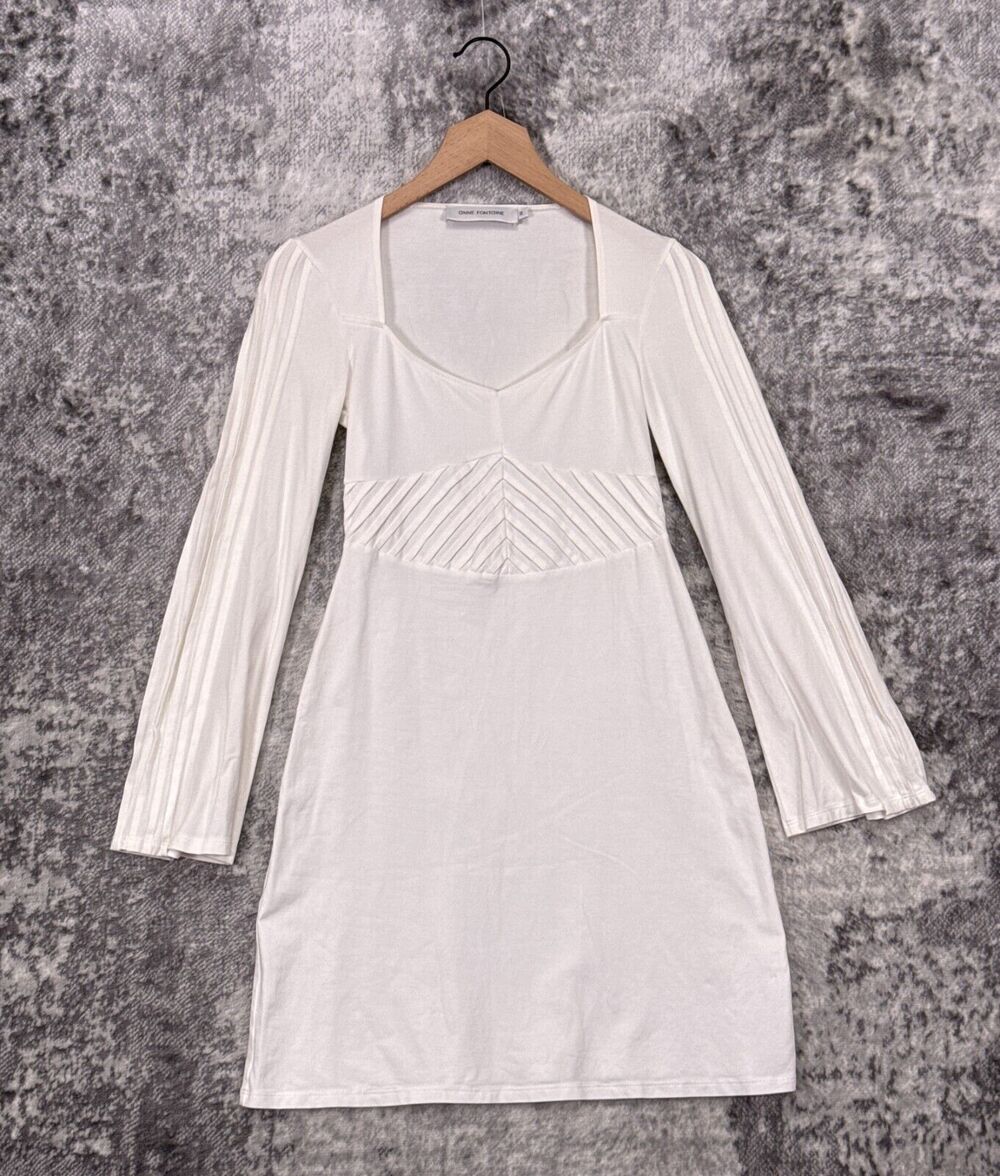 Anne Fontaine Dress 38 / US 6 Womens White Pima Cotton Stretch Pleated